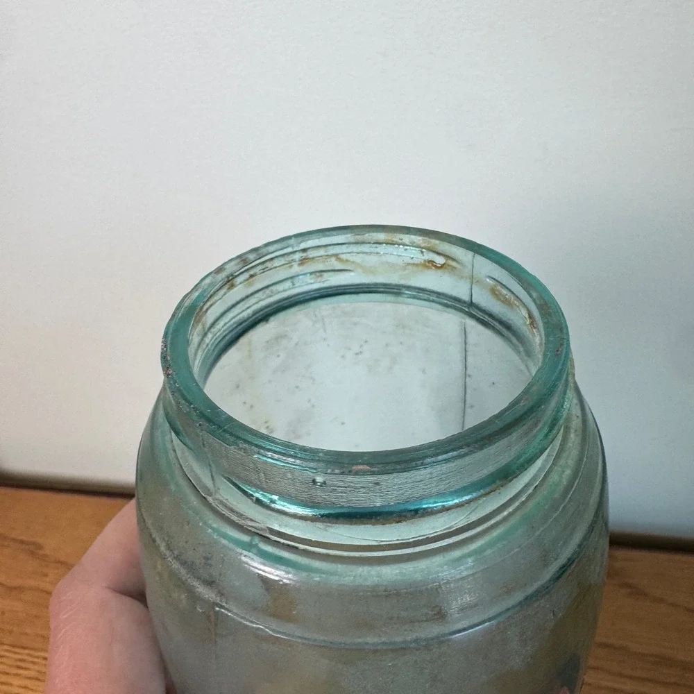 Vintage Ball Mason Jar Blue Aqua‎ Glass Quart Antique Canning Jar 1900-1923